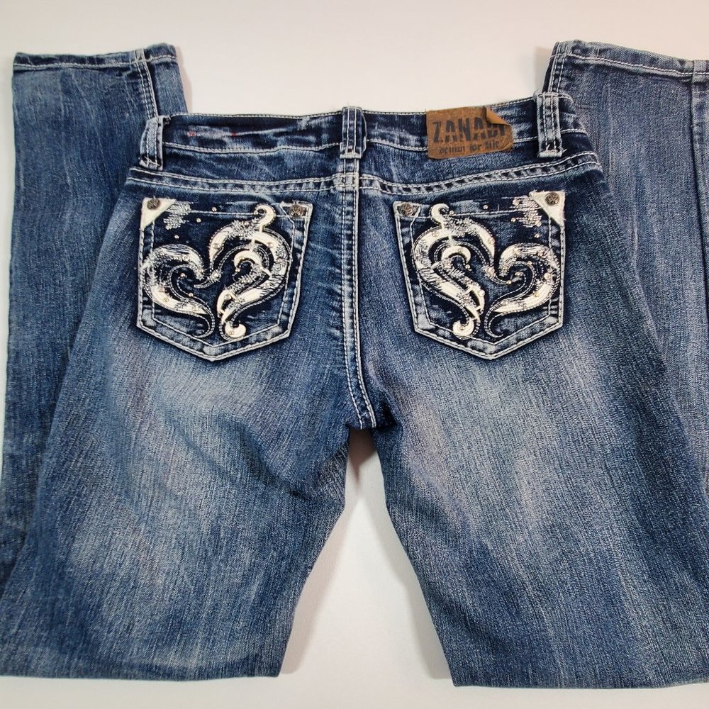 Zanadi Jeans Size 9 Distressed Embellished 30x30